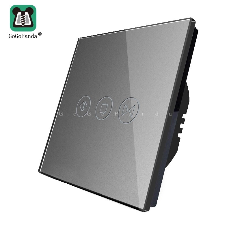 Smart Curtain Switch - EU Standard Touch Panel - AC 110-250V - Open/Pause/Close Function