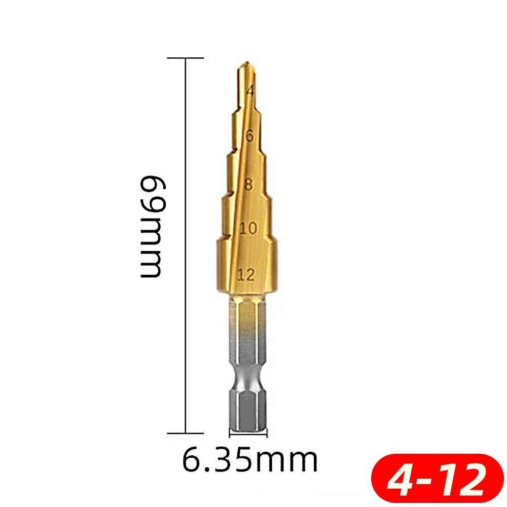 Step Drill Bit Set For Wood Metal Drills Stepped Drill Bits Multifunction Tools Woodworking Cone: 4-12