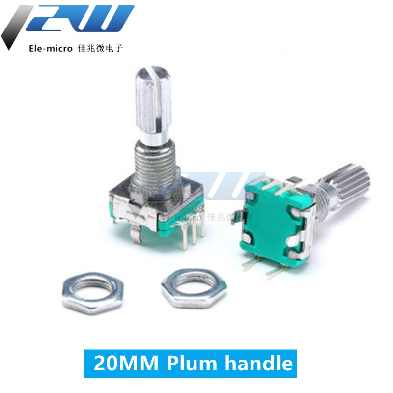 5 PCS/LOT 20 Position 360 Degree Rotary Encoder EC11 w Push Button 5Pin Handle Long 15mm/20MM With A Built In Push Button Switch: Dark Grey