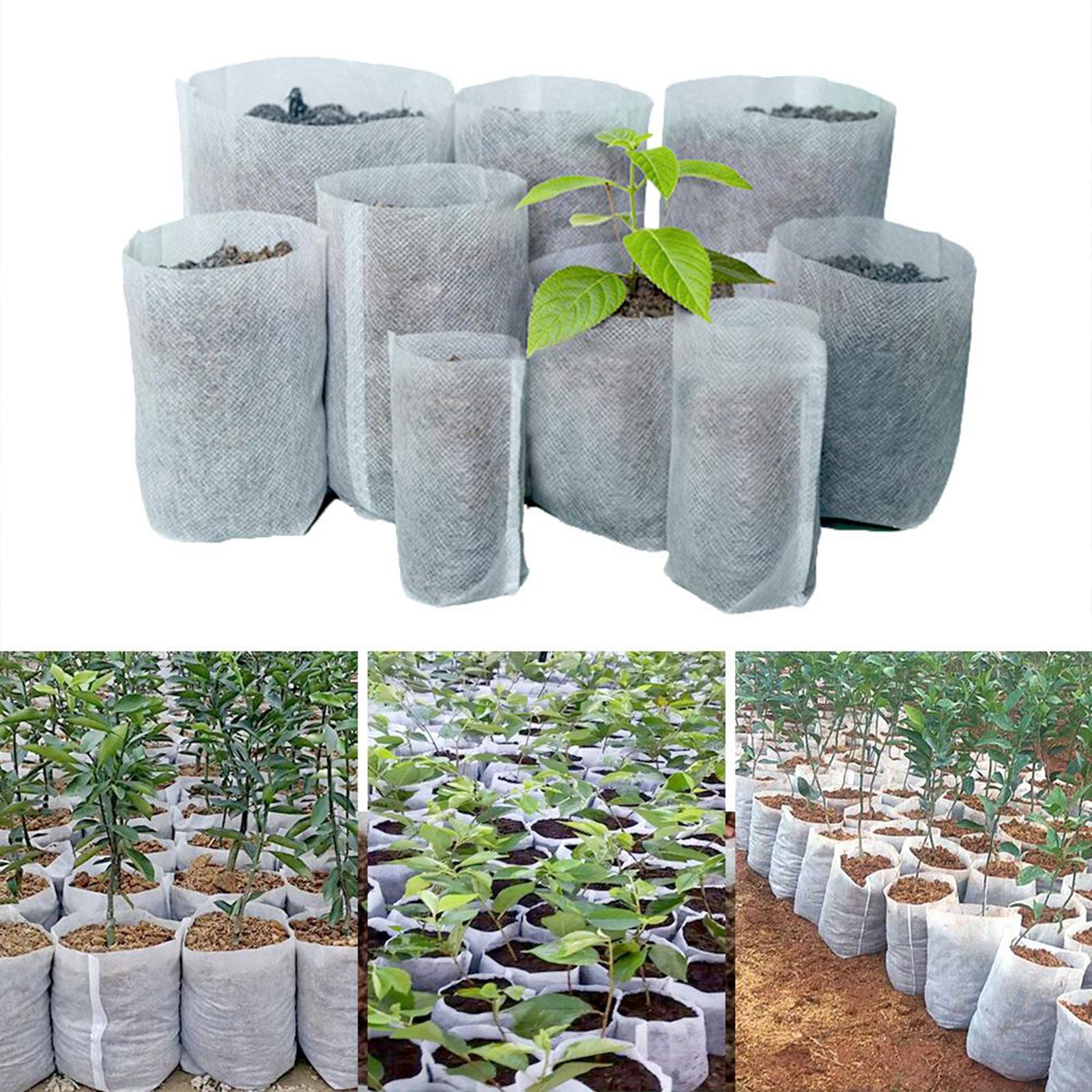 300Pcs 5 Maten Biologisch Afbreekbaar Non-woven Zaailing Potten Planten Zakken Verzorgingstas