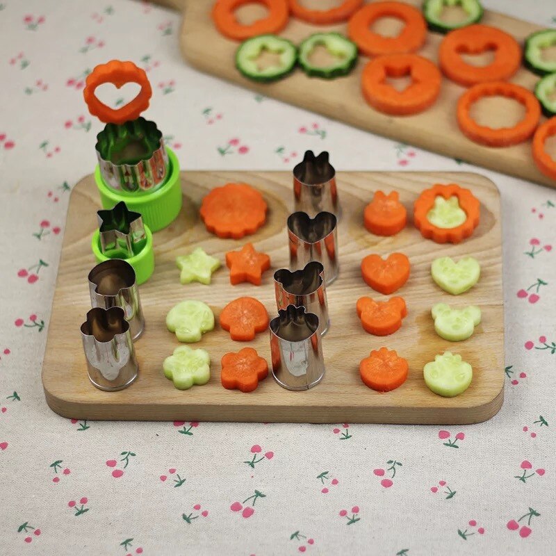 Rice Vegetable Fruit Cutter Mold 9Pcs/set Flowers Cartoon Cutter Mold Stainless Steel Cake Cookie Biscuit Cutting Shape Tools