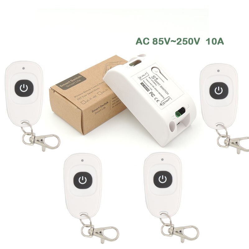 433MHz AC 220V télécommande 10Amp 2200W 1CH relais récepteur et émetteur interrupteur pour éclairage lampe LED et système de porte: 1RC 4B