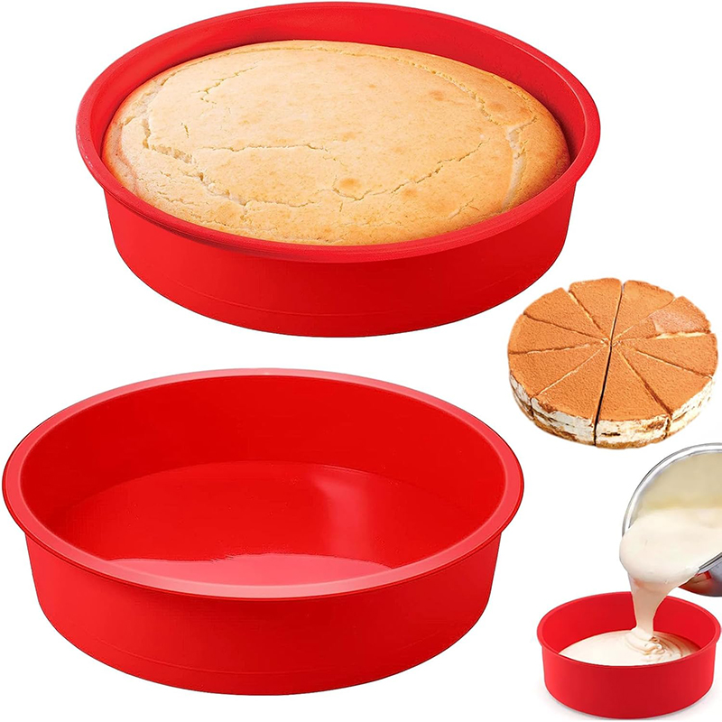2Pcs Silikon Kuchen Form 6/8 Zoll Kuchen Dosen Antihaft Kuchen Gebäck Mousse Brot Backform Kuchen Pfannen backblech Backen Zubehör