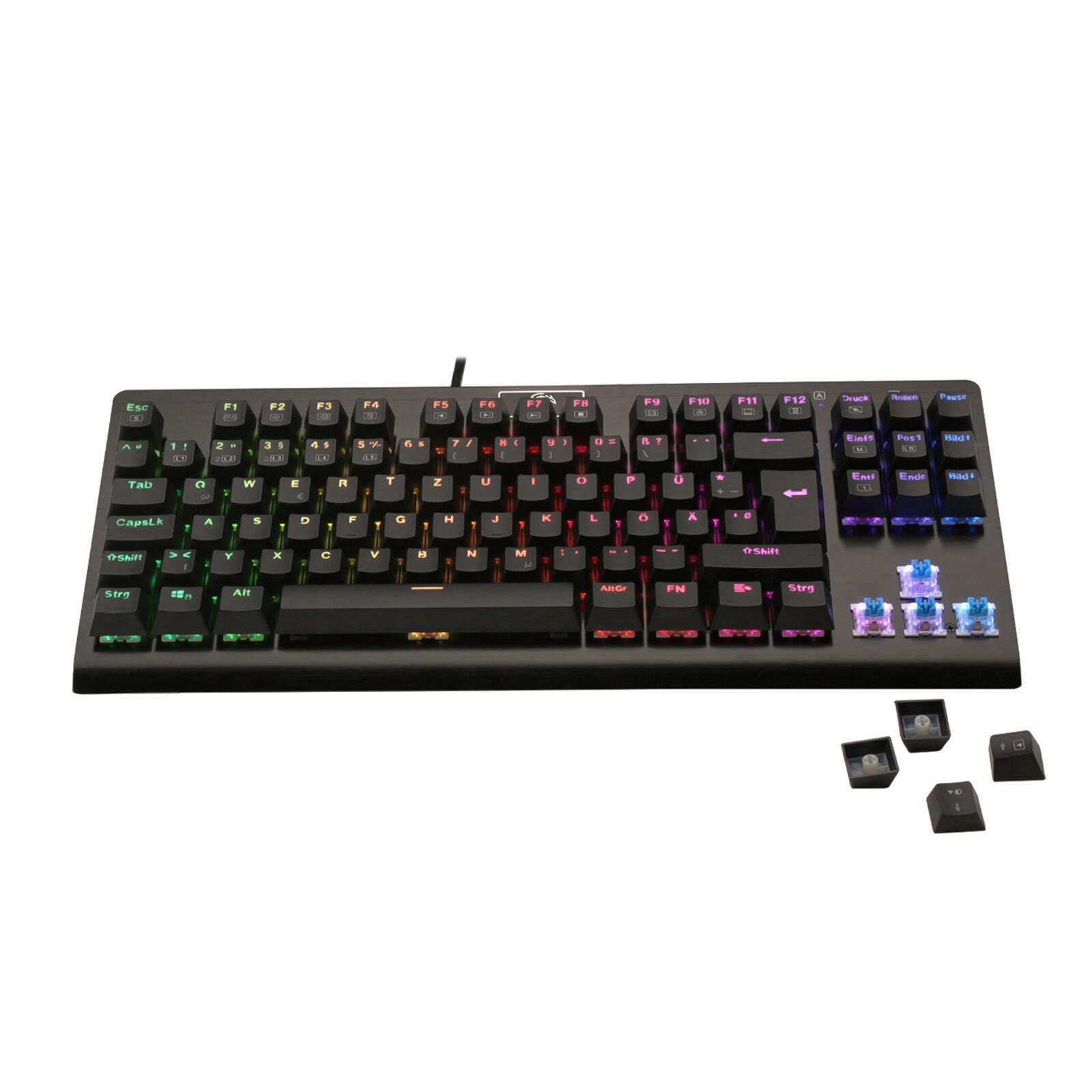 Z77 mechanical gaming keyboard 88-key German keyboard with RGB LED backlight 9 RGB backlight stylish Fast response speed durable