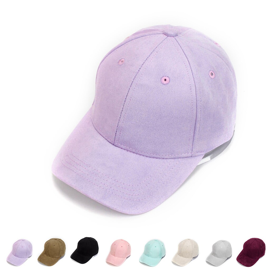 Adjustable Unisex Suede Baseball Cap Curved Brim Hat Solid Color Outdoor Sports Hat Winter Hat Cap