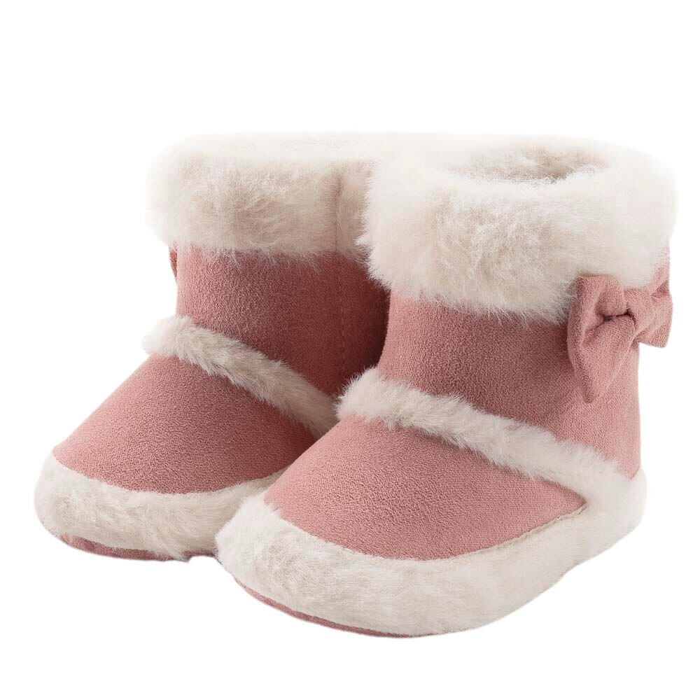 Las muchachas del bebé recién nacido invierno nieve botas de suela suave antideslizante tobillo botines con ribete de piel sintética de arco zapatos: A / 13-18 meses