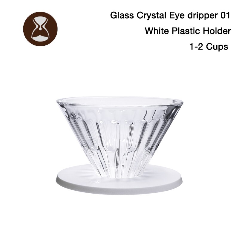 Timemore glas kristallöga kaffedroppare häll över kaffebryggare  v60 glas kaffefilter tvättbart kaffefilter plasthållare: 01 dropparvit