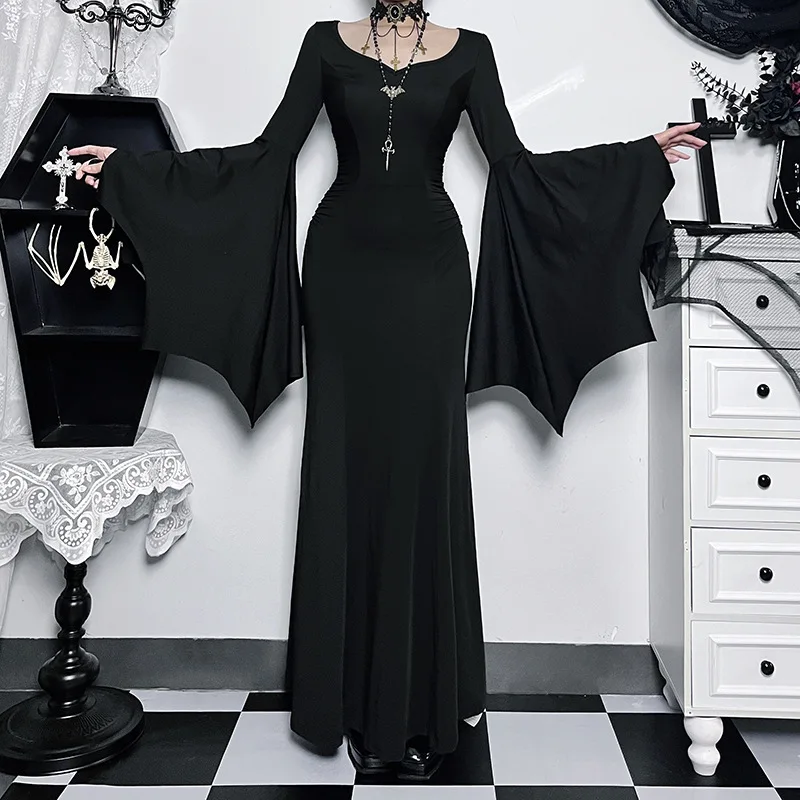 Robe d'Halloween Gothique à Manches Sulfpour Femme Taille Haute Esttique des An Nadula 90 Sexy Slim ix Club Nouvelle Collection 2