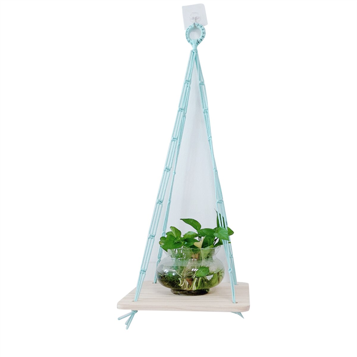 Handgemaakte hangende touwmand, gevlochten plantenhanger, henneptouw bloempotten voor doe-het-zelf tuin, groene vergroening huisdecoratie: Groot houten bord