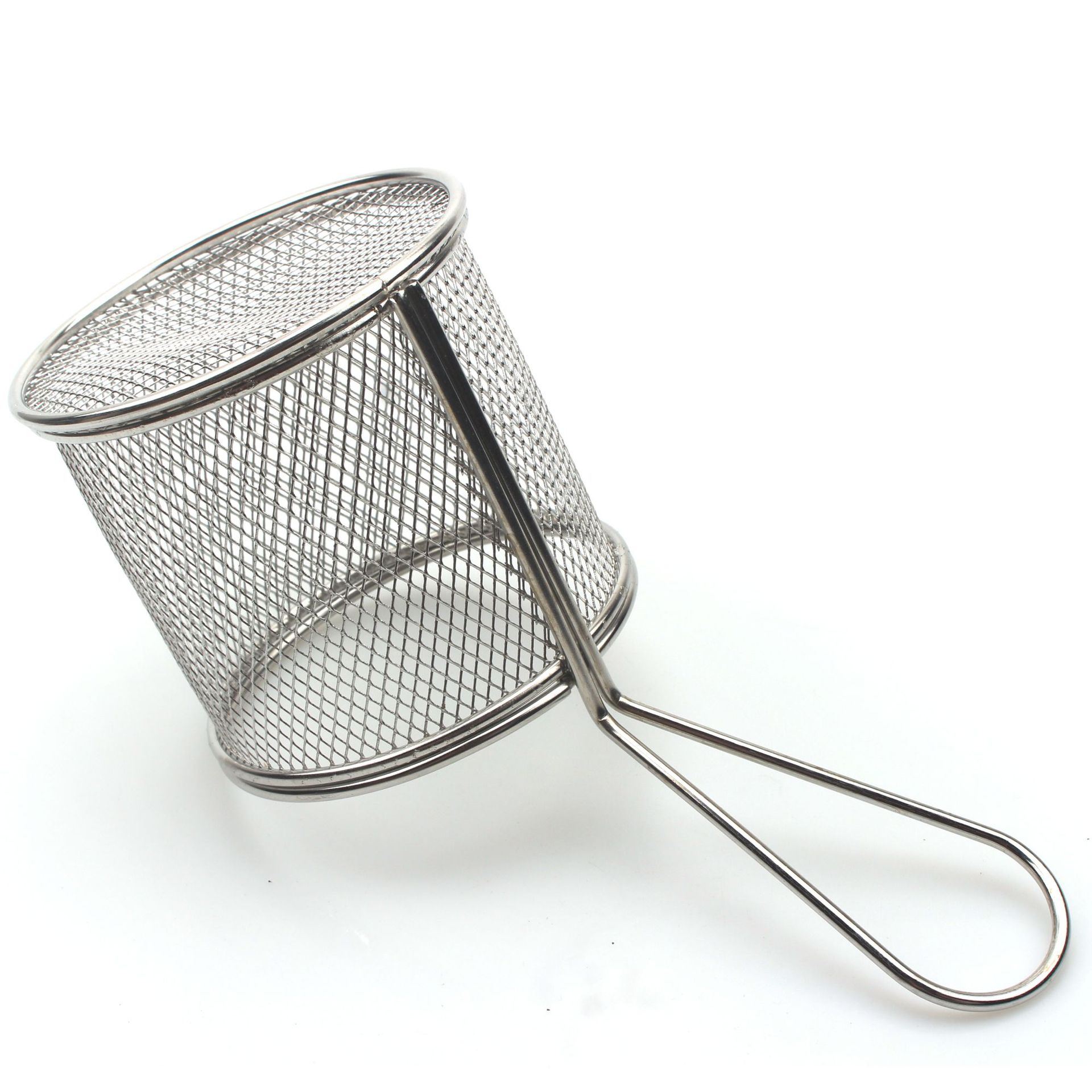 Stainless Steel Round Fry Basket French Fries Basket Oil Grid Round Mesh Frying Basket Kitchen Gadgets: Default Title