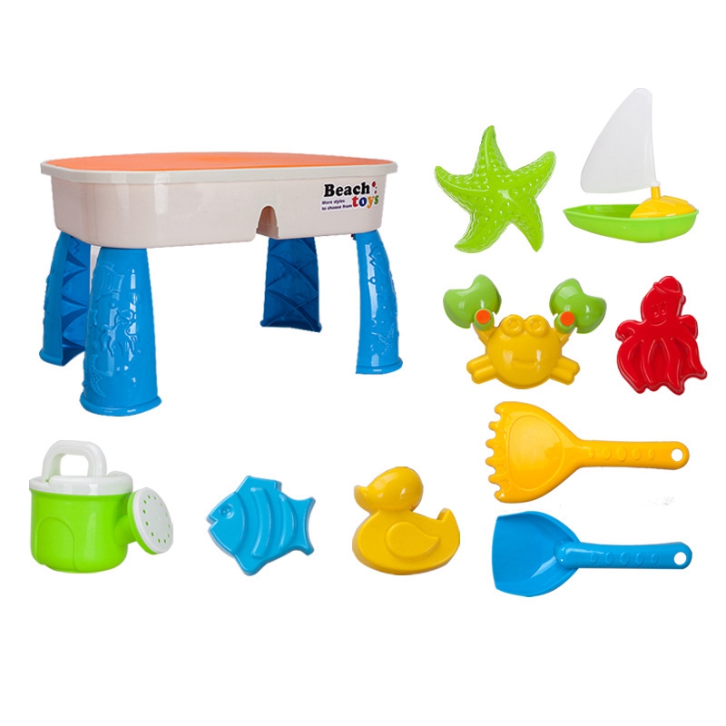 Sand and Water Table Set with Lid Cover Beach Toys Outdoor Garden Sandbox Kit Kids Summer Beach for Toddlers Kids: Default Title