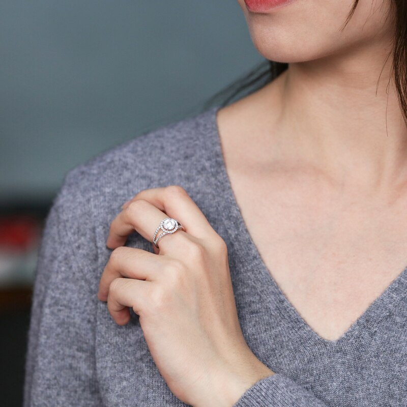 CC – bague de fiançailles ronde en zircone pour Femme, bijou de mariée, couleur argent, directe, collection 925, CC022