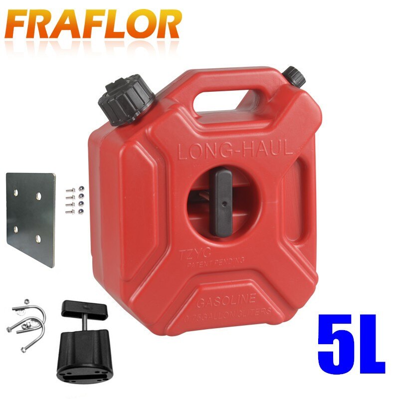 5L 1.3 Gallon Red Motorcycle Bikes Mount Fuel Tank Gasoline Spare Oil Container Oil Can Gas Pot Anti-static Jerry Can Jerrycan: With lock and plate