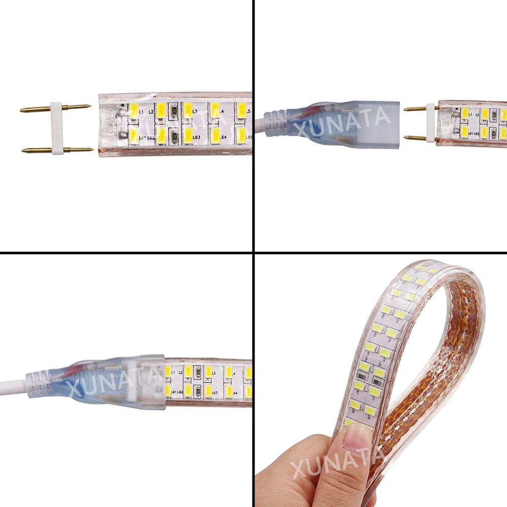 220V 110V 5730 bande lumineuse LED 240LEDs/M bande LED Double rangée ruban ruban étanche avec prise d'interrupteur EU/US/UK blanc/blanc