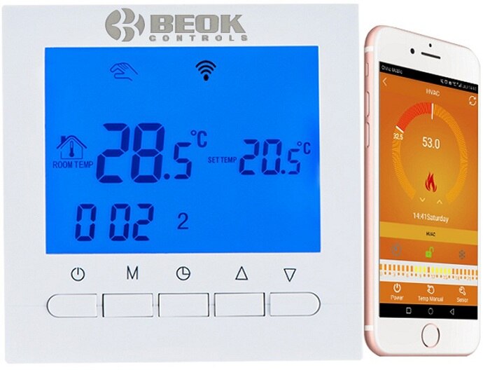 BEOK BOT-313WIFI Caldaia A Gas Termostato per il Riscaldamento Blue & White AC220V Wifi Regolatore di Temperatura per Caldaie Settimanale Programmabile: Blu