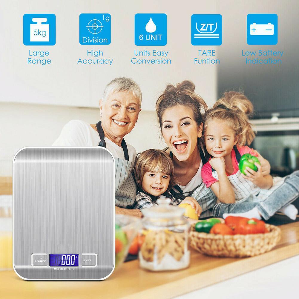 Household Digital Kitchen Scale Electronic Stainless Scales Food Steel Measuring Tools Weight Balance F5F8