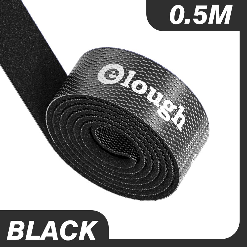 Elough Velcro Cable Organizer Self Adhesive Fastener Tape USB Cable Winder nylon Reusable Strong Hooks Loops Cable Tie Magic Tap: 0.5M Black