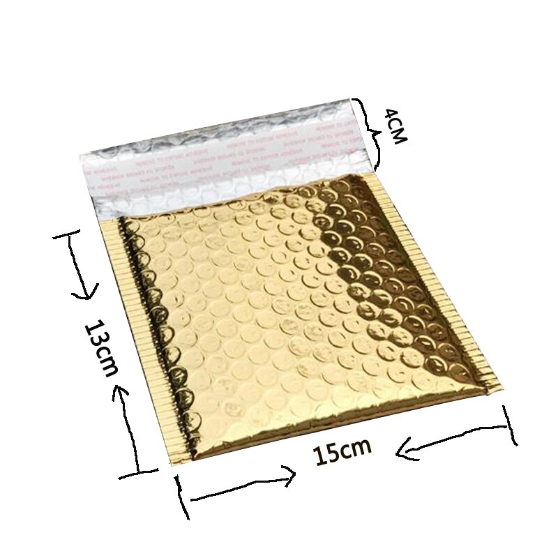 50 Stuks Cd/Cvd Verpakking Bubble Mailers Goud Papier Gevoerde Enveloppen Bag Bubble Mailing Envelop Tas 15*13Cm + 4Cm