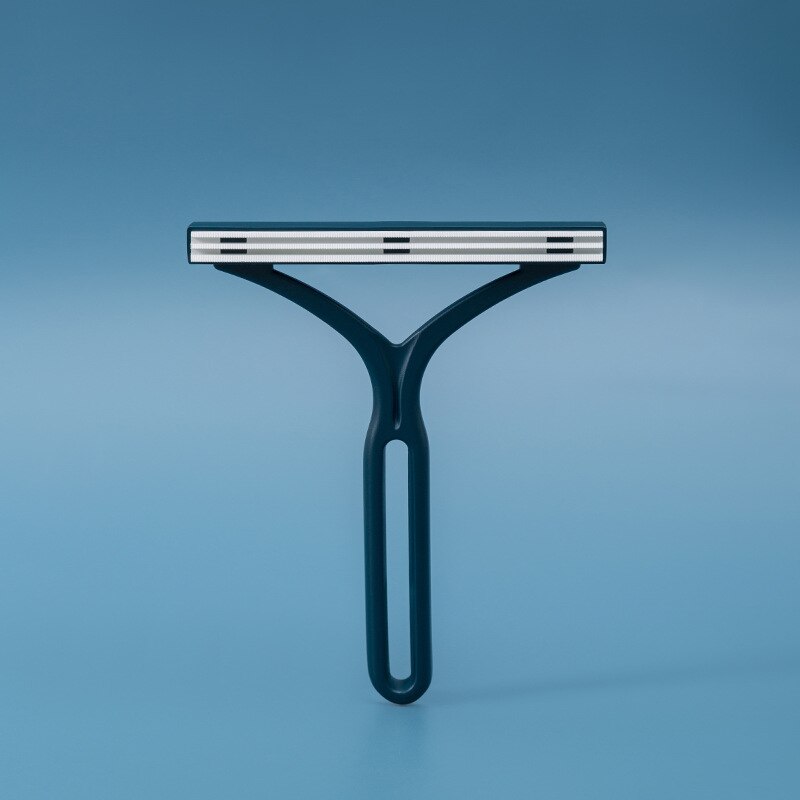 Draagbare Handmatige Haar Schraper Wollen Jas Scheerapparaat Removal Agent Brush Tool Ontharingscrème Bal Breien Pluche Tapijt Dubbelzijdig Scheermes: Plastic  Blue