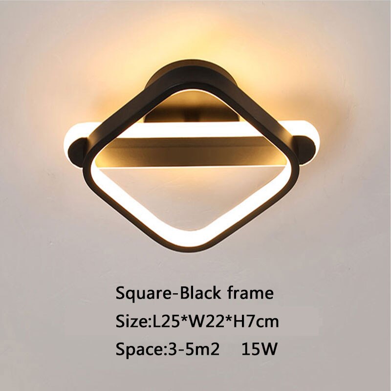 Moderne led-kroonluchter voor gang, slaapkamer, woonkamer, hal, keuken, plafondkroonluchter, acrylverlichting, lamparmaturen: Vierkant zwart frame / Koel wit zonder afstandsbediening