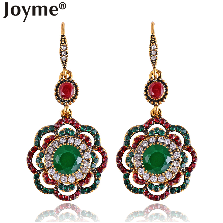 Joyme Earrings Ethnic Long Clip Crystal Vintage Party Cuff Wedding Bohemian Earrings For Women Collier Femme Oorbellen