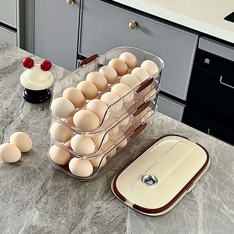 1 STKS Thuis Koelkast Ei Organisator Glijdende Eierdoos Automatische Eierroller Organisator Keuken Aanrecht Eierplank