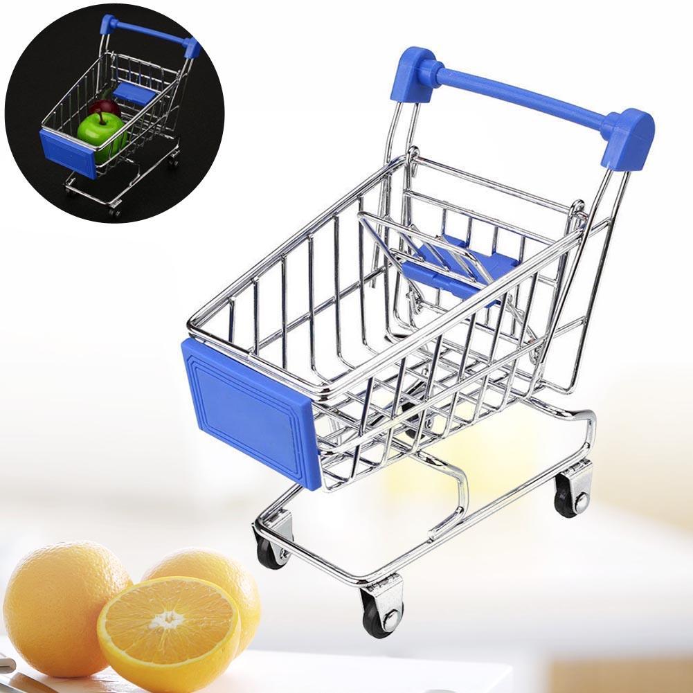 Cute Mini Shopping Handcart Cart Supermarket Utility Mode Storage Toys: Blue