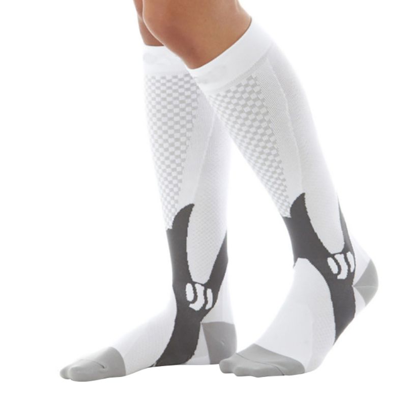 Unisex Been Ondersteuning Stretch Magic Compressie Sokken Prestaties Sport Running: WHITE / Xxl