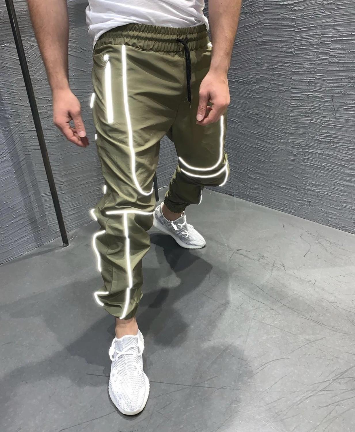 Neue herren draussen Sport hosen nacht lauf reflektierende kleine fuß Trend hosen Fitness Sport Basketball hosen: XXL / Armee Grün