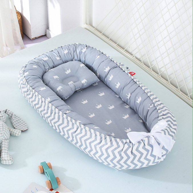 Abnehmbaren Baby Nest Laufstall Schlafzimmer Decor Kinder Kindergarten Bett Spielen Krippe Bettwäsche Wiege: grey grey