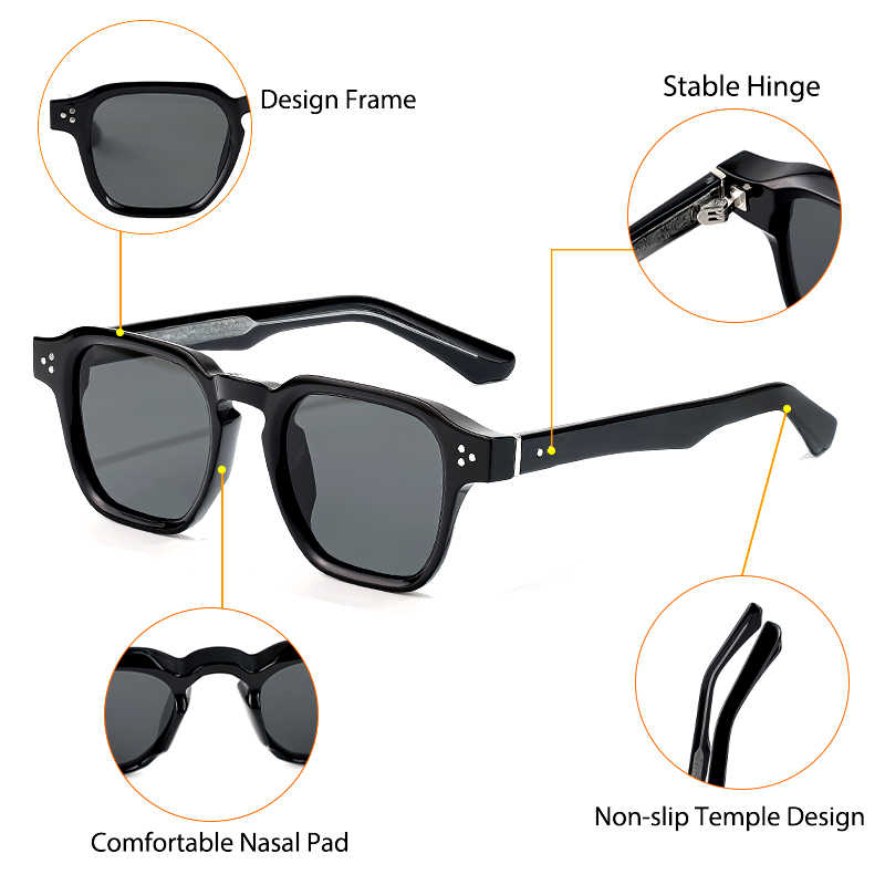 Caterside clássico quadrado óculos de sol masculino núcleo inserção templo marca luxo óculos de sol feminino viagem praia festa festival presentes