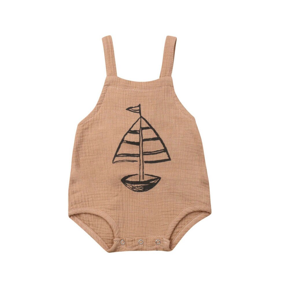 Baby Summer Clothing Newborn Baby Girl Boy Ship Print Bodysuit Sleeveless Pattern Jumpsuit Outfit Olaysuits Sunsuit Clothes