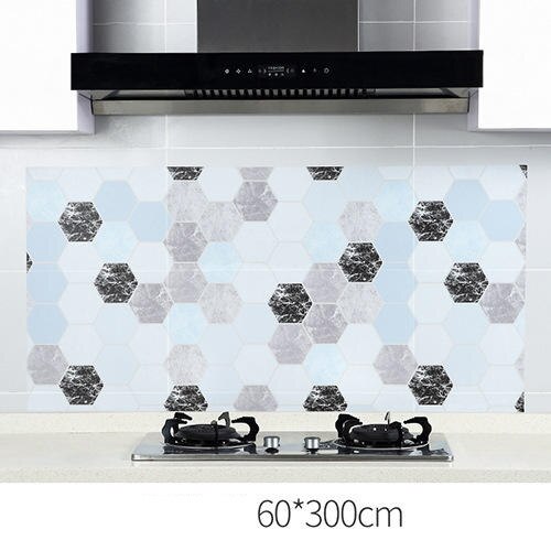 Anti-olie væg klistermærker høj temperatur køkken selvklæbende væg papir vandtæt badeværelse fliser væg plakat 60*85cm 60*300cm
