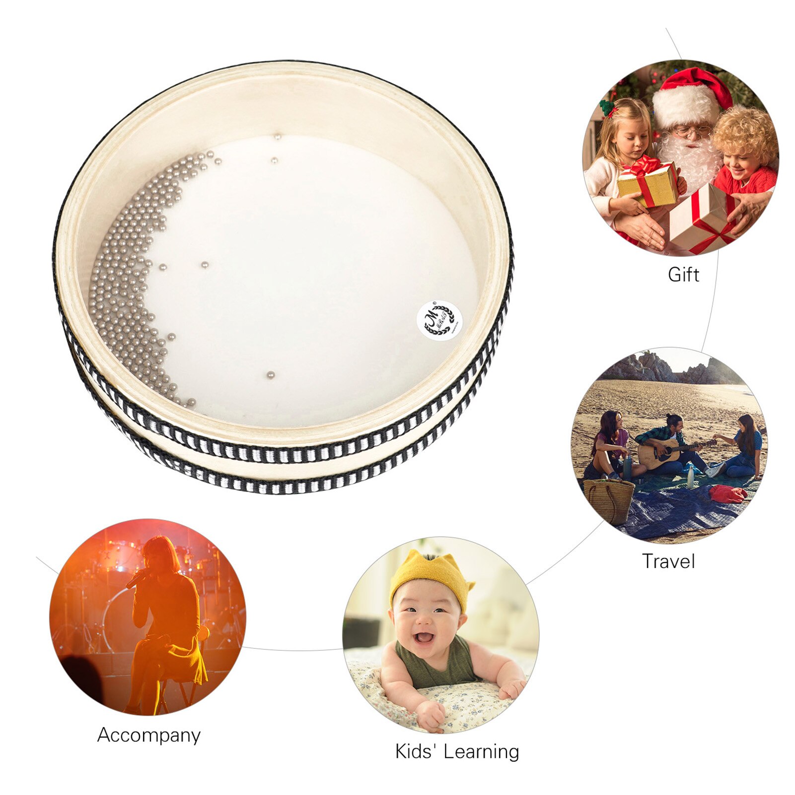 6-inch Transparent Wave Drum Natural Color Ocean Drum Early Educational Percussion Instrument for Children Boys Girls