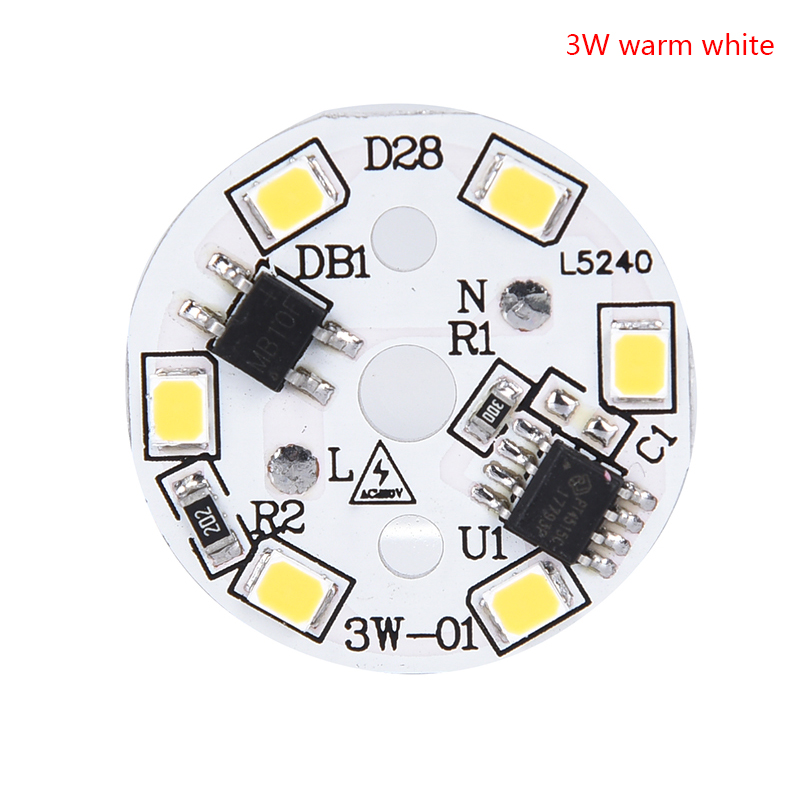 220v led lamp patch lamp smd plaat ronde module lichtbronplaat voor gloeilamp: 3w warm wit