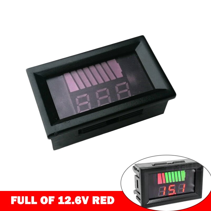 Blysyre digitalt batterikapacitet indikator opladningstester voltmeter panelmåler monitor spændingsmåling  dc 12v-84v: 12.6v røde