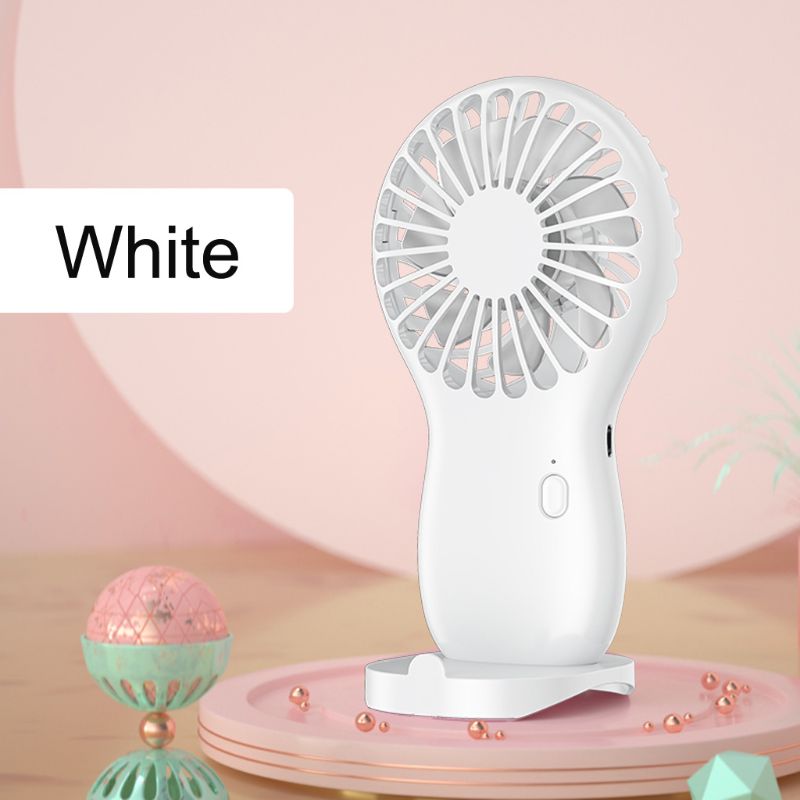 Oplaadbare Mini Draagbare Pocket Fan Telefoon Houder Cool Air Hand Held Reizen Koeler Koelventilator Voor Kantoor Outdoor thuis: WHITE