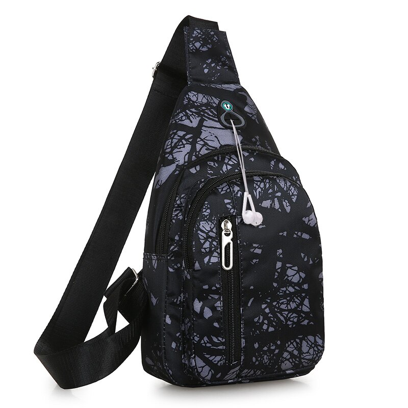 Waterproof Nylon Sling Chest Bag Back Travel Climb Cross Body Messenger Shoulder Pack Chest Bags Men Women Couple Bags: Black