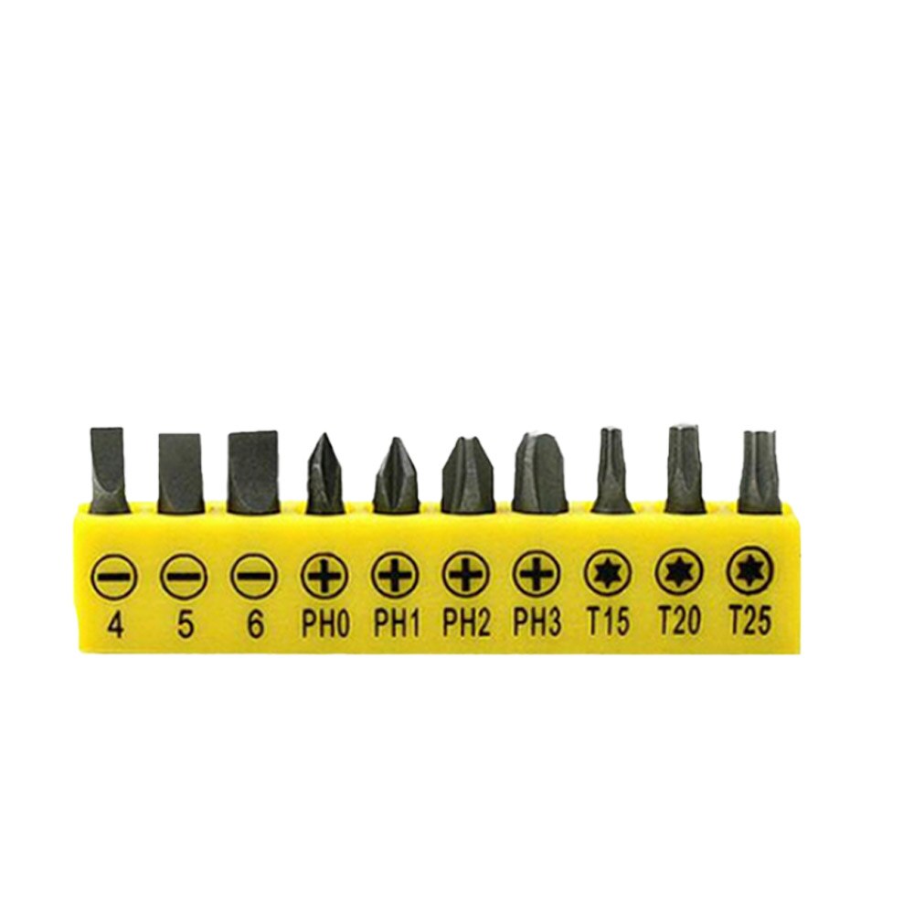 25mm Screwdriver Bit Set Multifunctionl Versatile Screwdrivers Extension Rod Tools Set Slotted/PH/Torx Cross Drill Bit Head T20: 10pcs