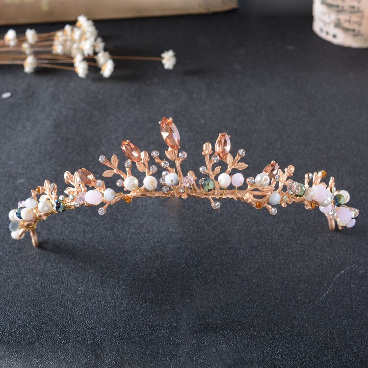 Conjunto de joias nupcial de ouro barroco, acessório de cabelo, para casamento, conjunto de colares, diadema de strass
