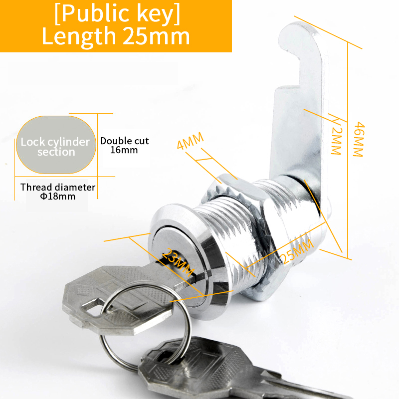 Juego de 5 cerraduras de seguridad con cilindro de Metal, cerradura de leva con llaves, buzón de seguridad, cajón de cerradura de 16mm/20MM/25MM/30MM: YELLOW