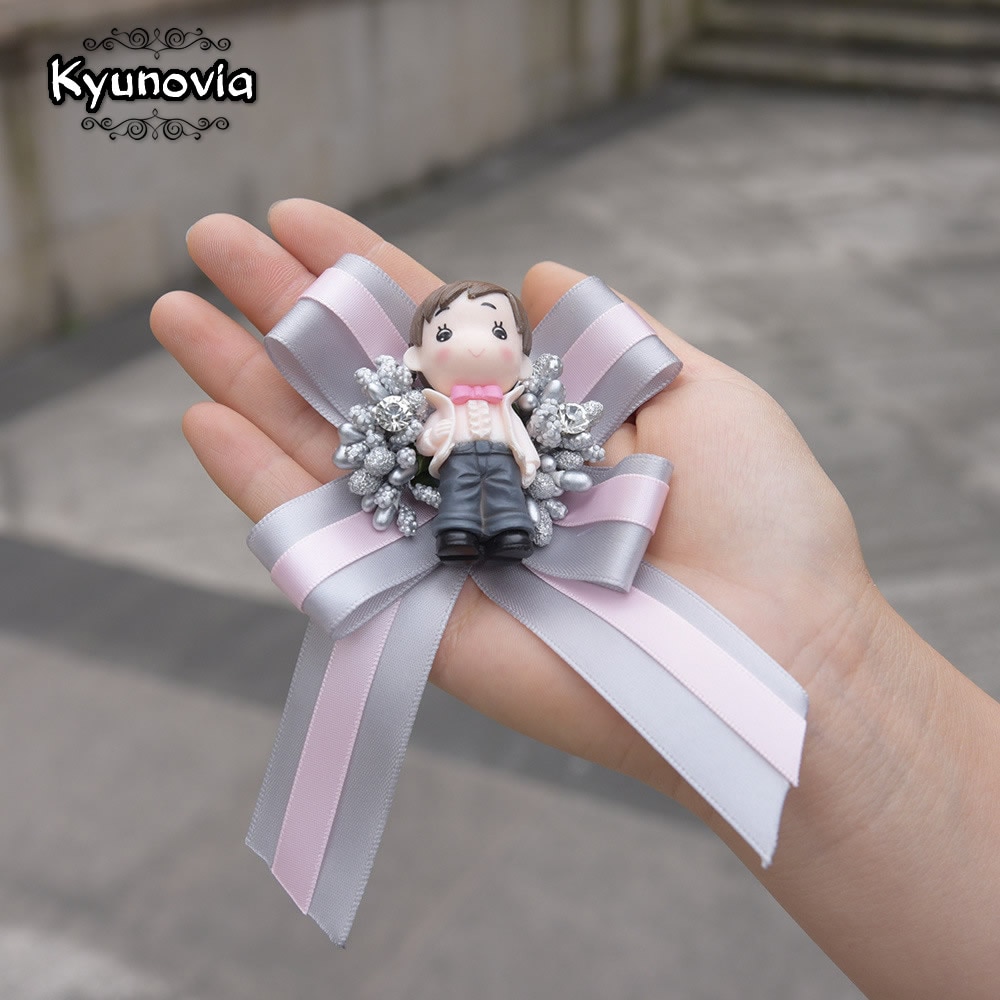 Kyunovia-botonniere de muñeca para boda, novio, ojal, solapa, Pin, pulsera nupcial, accesorios artificiales, ramillete de muñeca, FE79