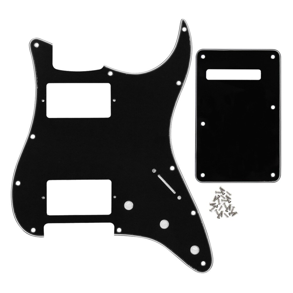 FLEOR Set of 11 Hole HH Electric Guitar Pickguard Scratch Plate & Back Plate & Screws for USA Strat Style Guitar Parts