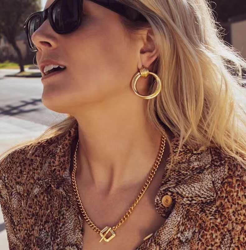 Yhpup Charme Metall Verknüpfung Kette Halskette einstellen für Frauen collane donna Goldene aussage Schmuck Halsband Halskette бижутерия