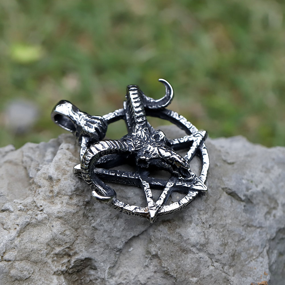 Collar con colgante de cabeza de oveja y demonio de Satán, ángel caído vikingo de acero inoxidable 316L, joyería Animal, novedad de 2022,