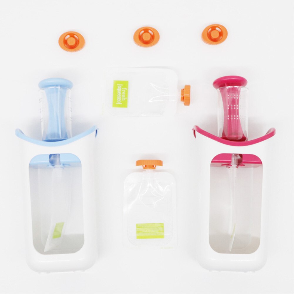 Baby Fruit Food Squeeze Station Baby Fresh Fruit Squeezer With 10 Food Pouches Fresh Fruit Juice Dispenser Food Squeezer