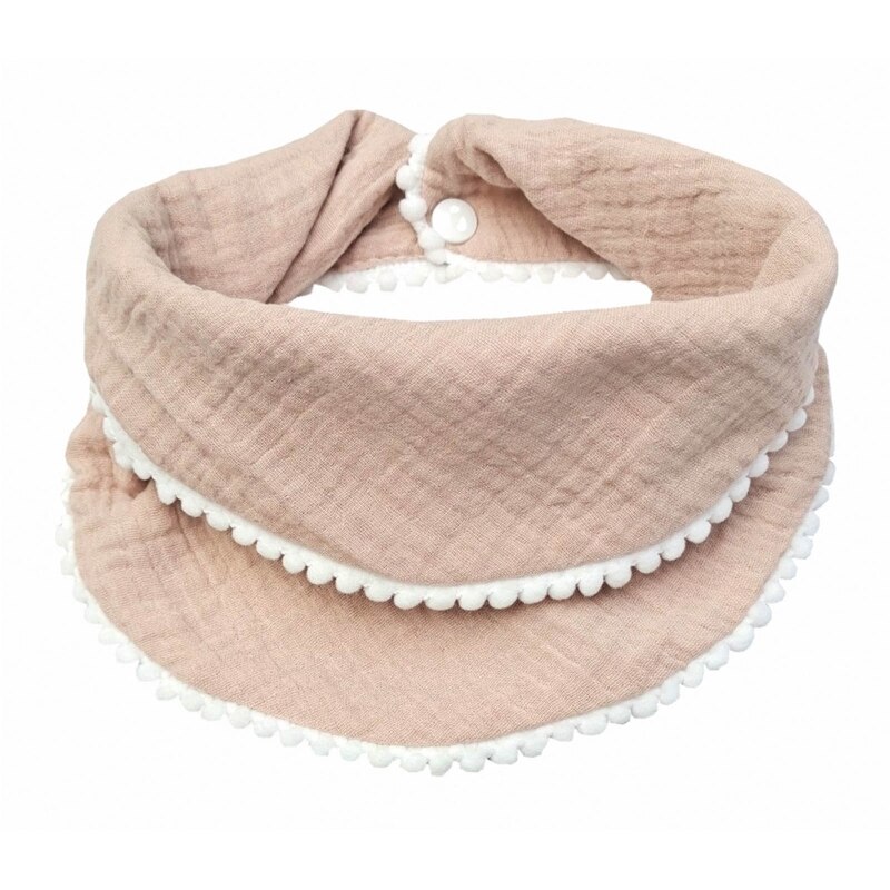 Baberos de algodón para bebé recién nacido, borla, toalla de alimentación de Saliva, triángulo de doble capa, bufanda: Caqui