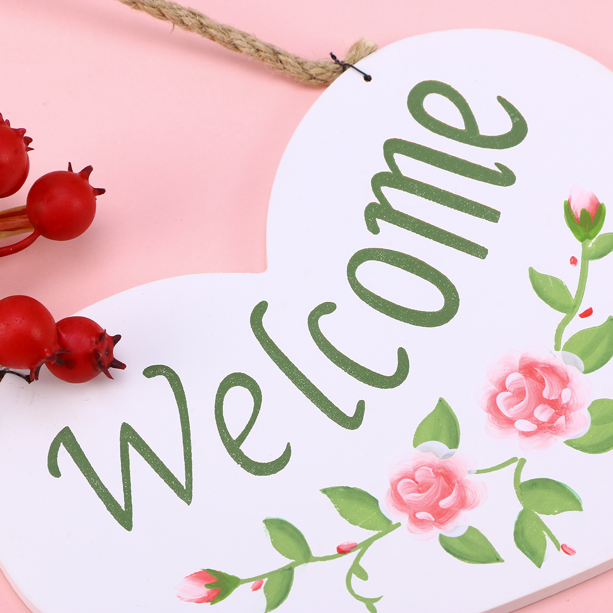 WELCOME Hanging Sign Decorations Wood Hanging Beautiful Hanging Decor for Home Store Party