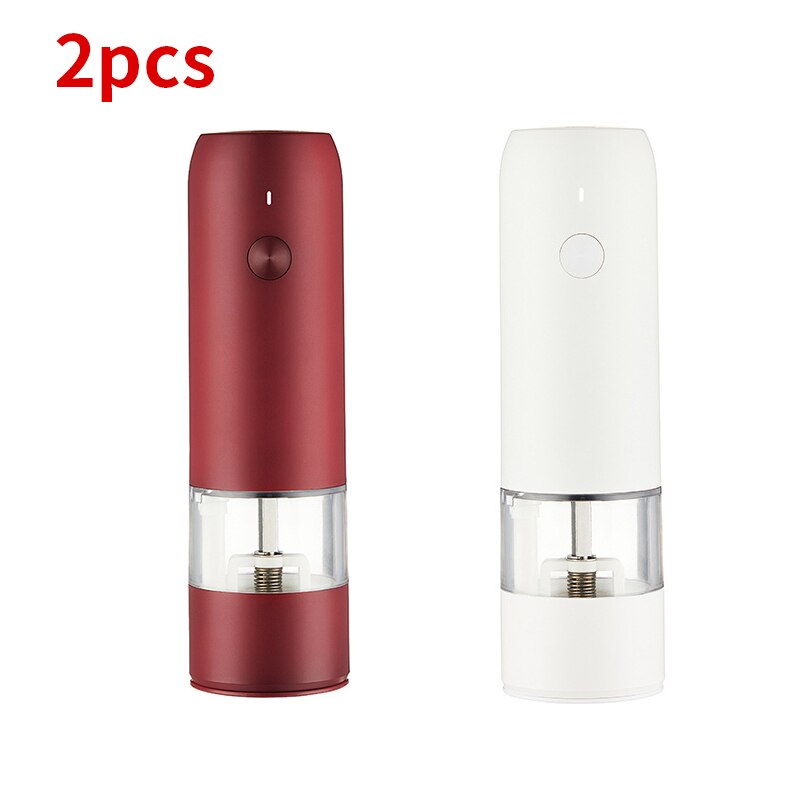 1/2Pcs Electric Pepper Grinder Sets USB Rechargeable Spice Mill Grinder with LED Light Adjustable Kitchen Grinding Gadgets: 2pcs4
