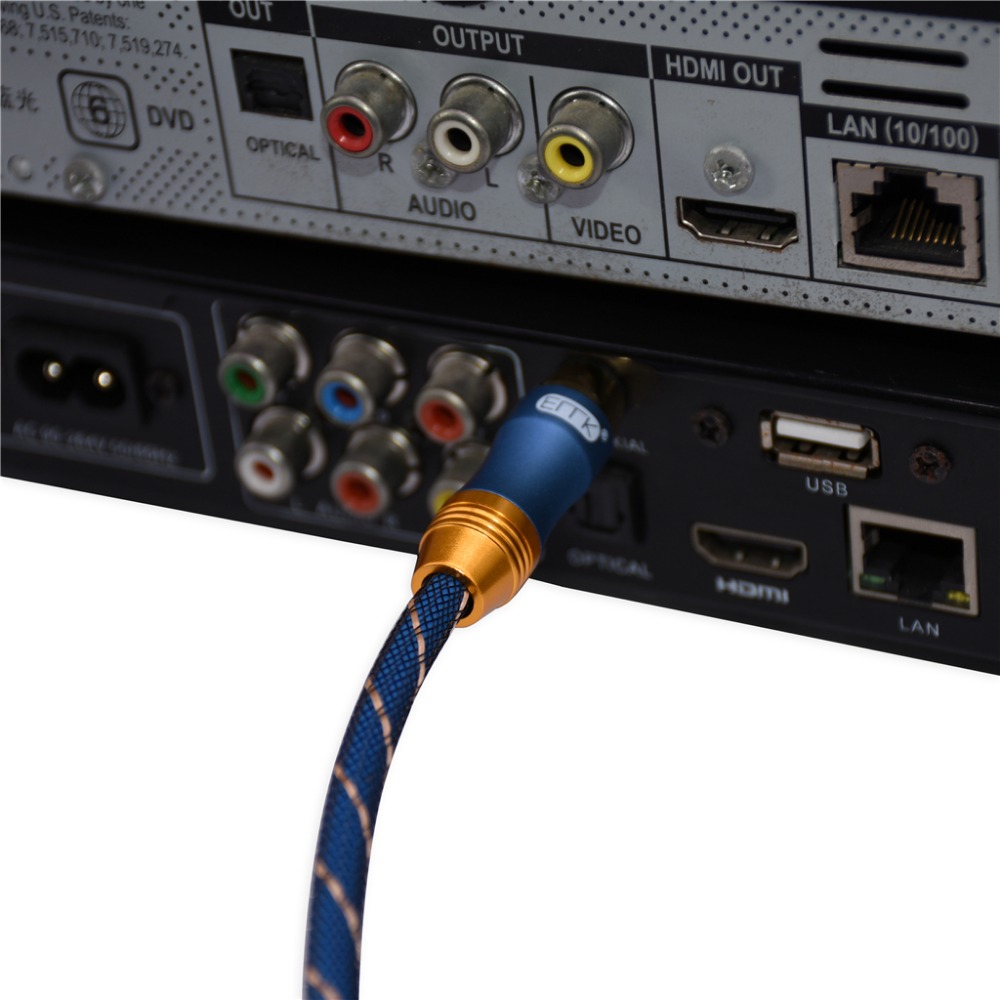 EMK Digital Audio Coaxial Cable - Dual Braided Shielded - Gold-Plated 2rca to 2 rca Interconnect Cable - Blue